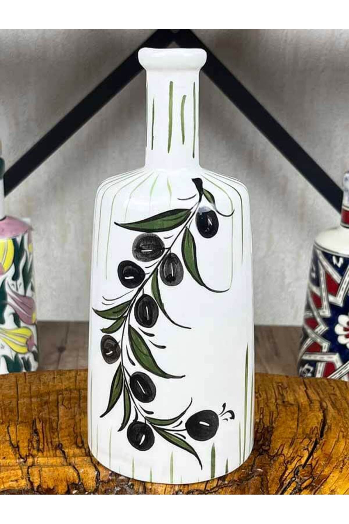 Cini Evi Mediterranean Olive Branch Handmade Oil Bottle 550 ml - MALLTURK
