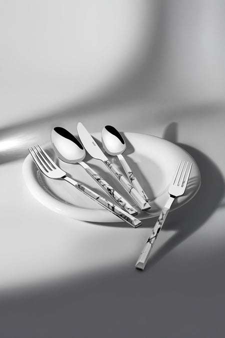 Nehir flora beyaz 6 Place Setting desenli 30 Piece Boxed Flatware Set - MALLTURK