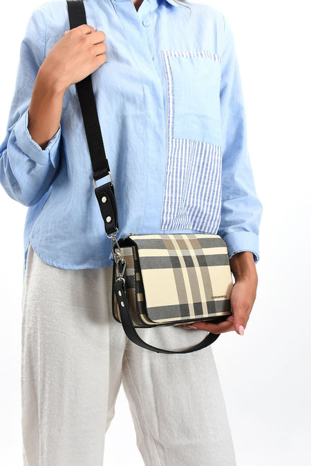 Just Polo Women's Black Plaid Shoulder Bag New Season - MALLTURK