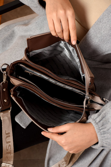 Just Polo Women's Shoulder & Messenger Bag Color Beige - MALLTURK