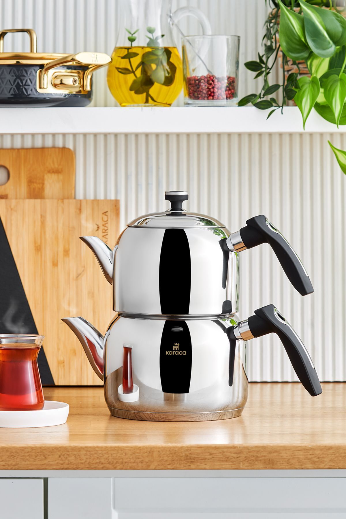 Karaca Asiye induction Base Midi Stainless Steel Teapot Set - MALLTURK