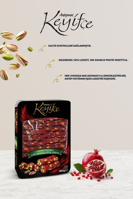 keyifce Pomegranate Flavored fitil Turkish Delight 350 g - MALLTURK