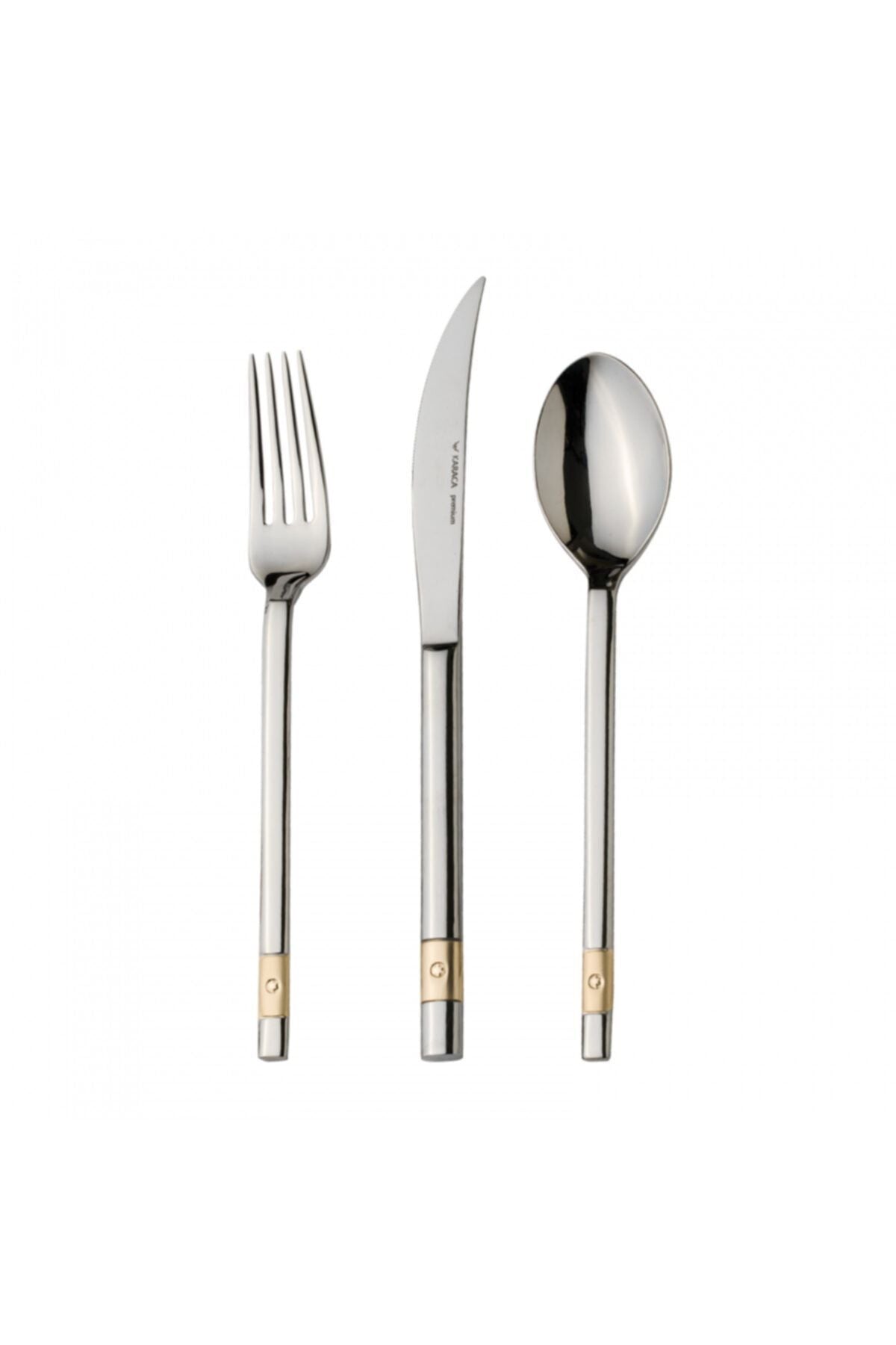 Karaca 84 Piece 12 Place Setting elgn Boxed new elmas gold Fork Knife Set - MALLTURK