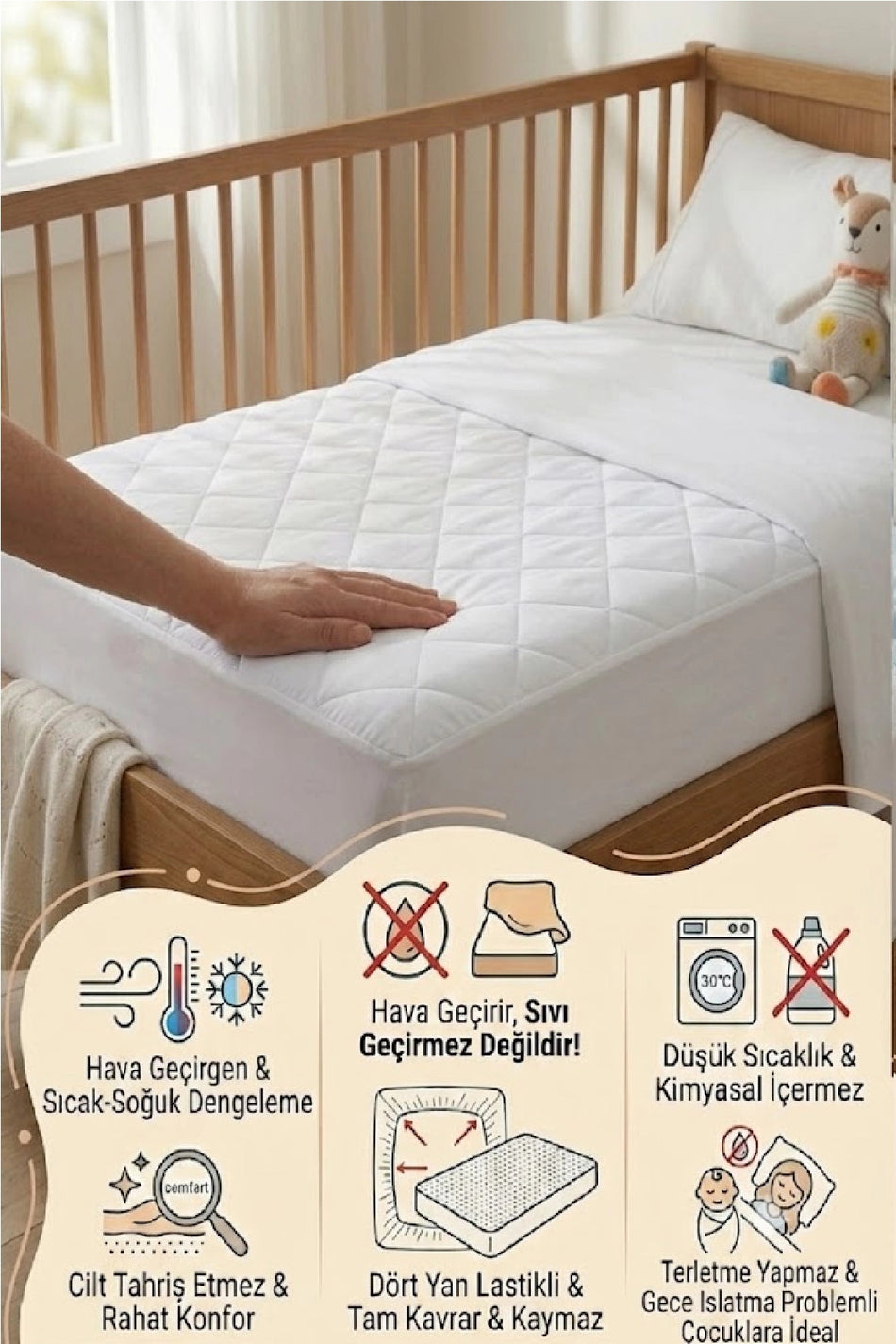 Evony Quilted Fitted Mattress Protector - MALLTURK