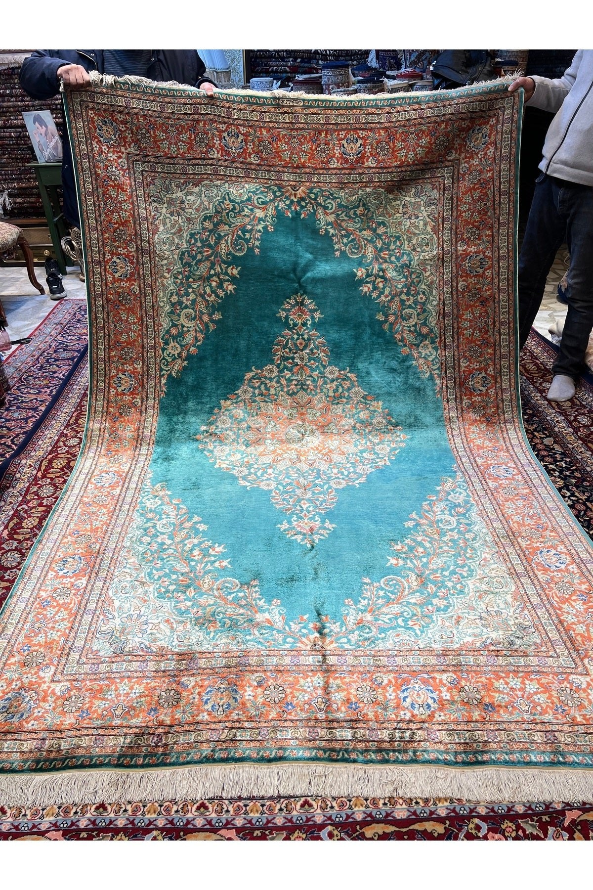 RD RAMAZAN DAG Hand Rug Art Hand-Woven Kayseri Cinar Pure Silk Rug Signed Collector Piece Size 280x173