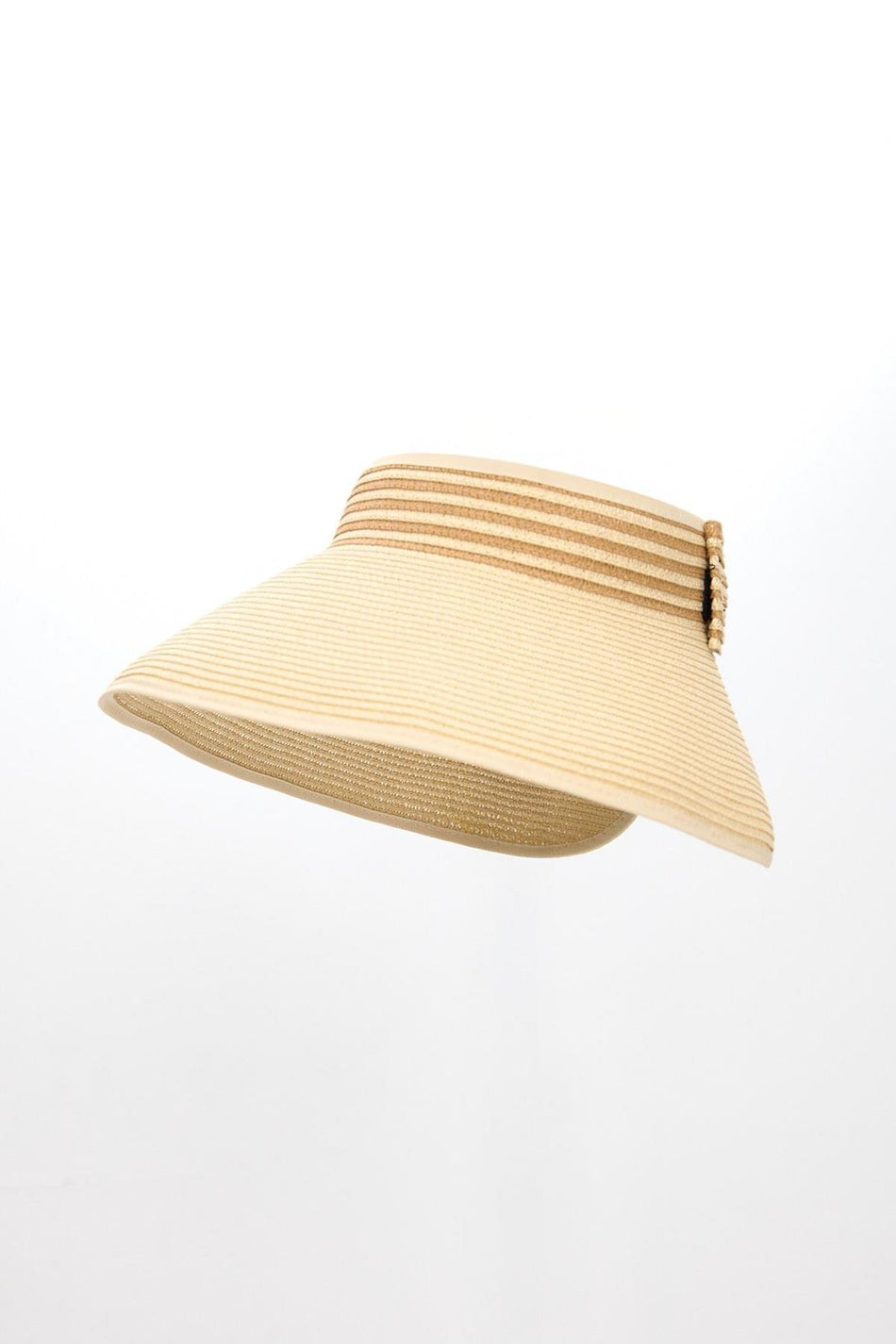 Hashema Bow Detail Foldable Beige Brown Visor Beach Hat 17