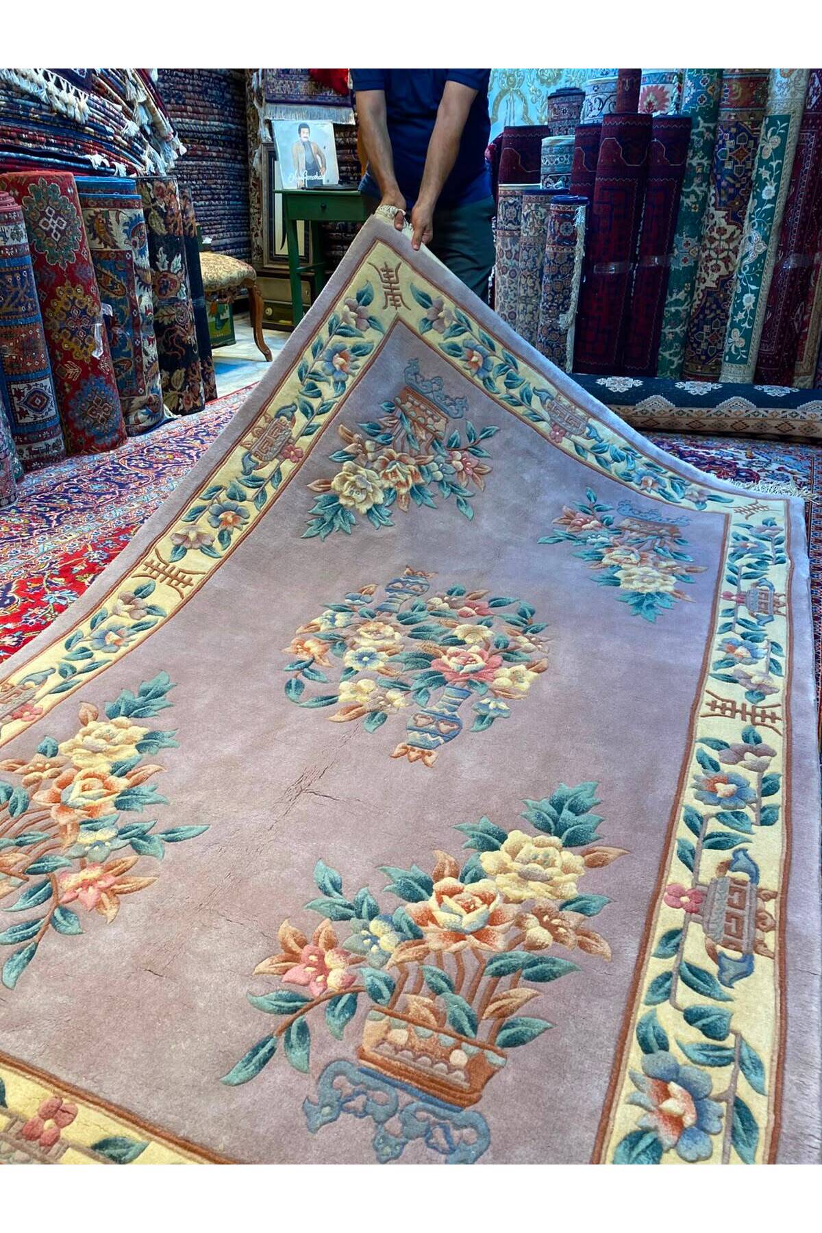 RD RAMAZAN DAG Hand Rug Art Hand-Woven Embossed Chinese Rug Premium Quality Wool Weave Lila Rengi Size 250x155