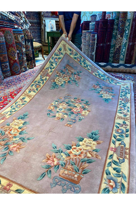 RD RAMAZAN DAG Hand Rug Art Hand-Woven Embossed Chinese Rug Premium Quality Wool Weave Lila Rengi Size 250x155