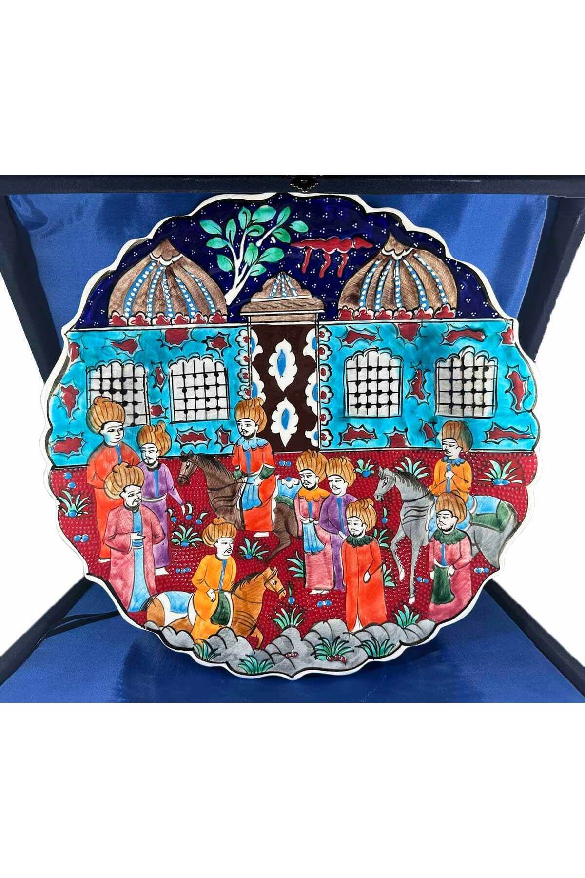 Cini Evi Minyaturlu Iznik Tile Plate Medrese Avlusu (30 cm) - MALLTURK