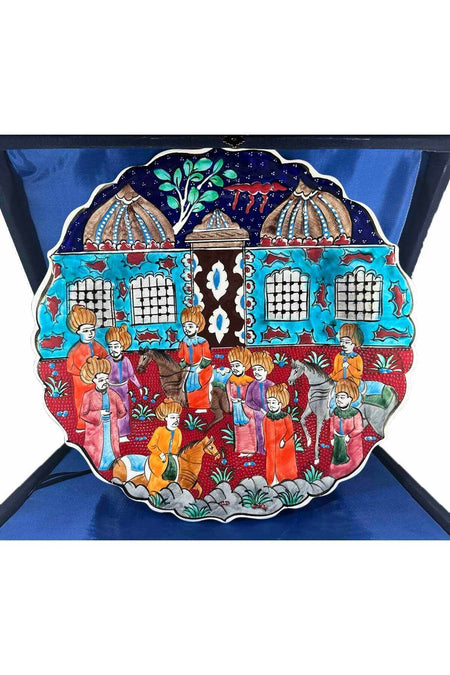 Cini Evi Minyaturlu Iznik Tile Plate Medrese Avlusu (30 cm) - MALLTURK