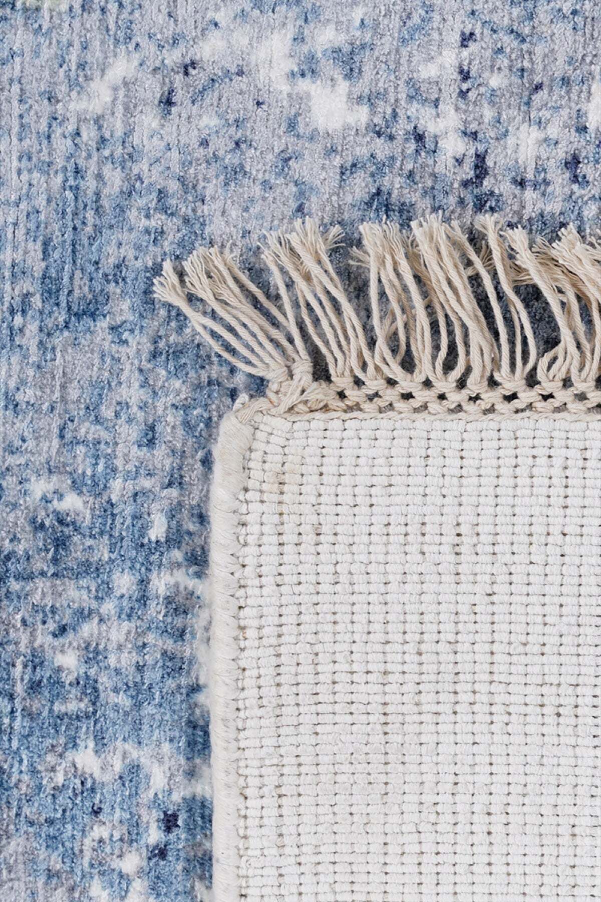 Naar Hali Erase KC 303 Blue Modern Handwoven Bamboo Living Room Rug - MALLTURK