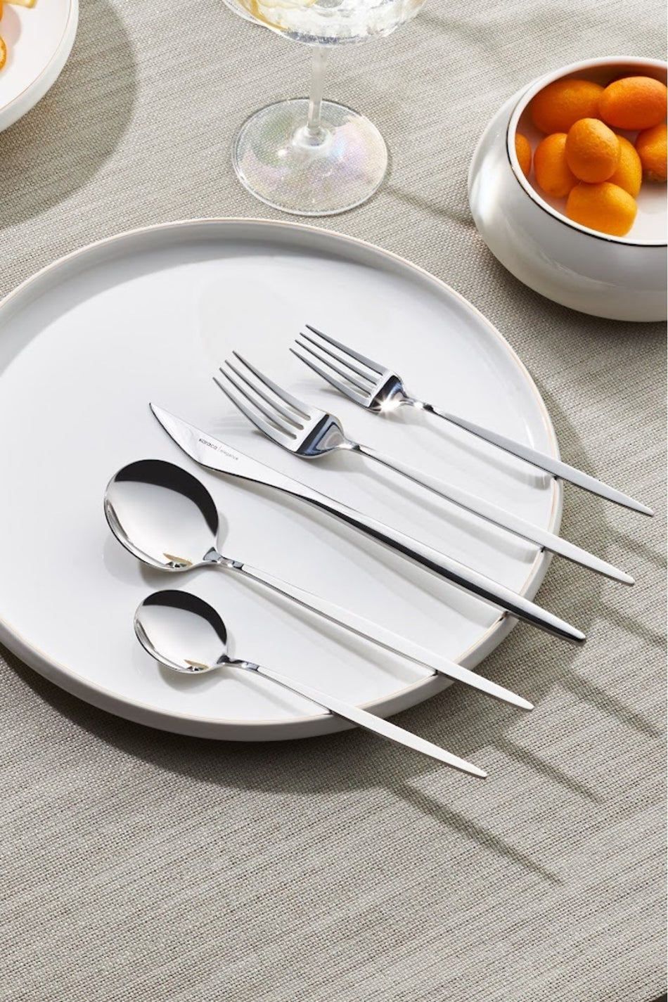 Karaca new porto elegance 60 Piece 12 Place Setting Flatware Set - MALLTURK