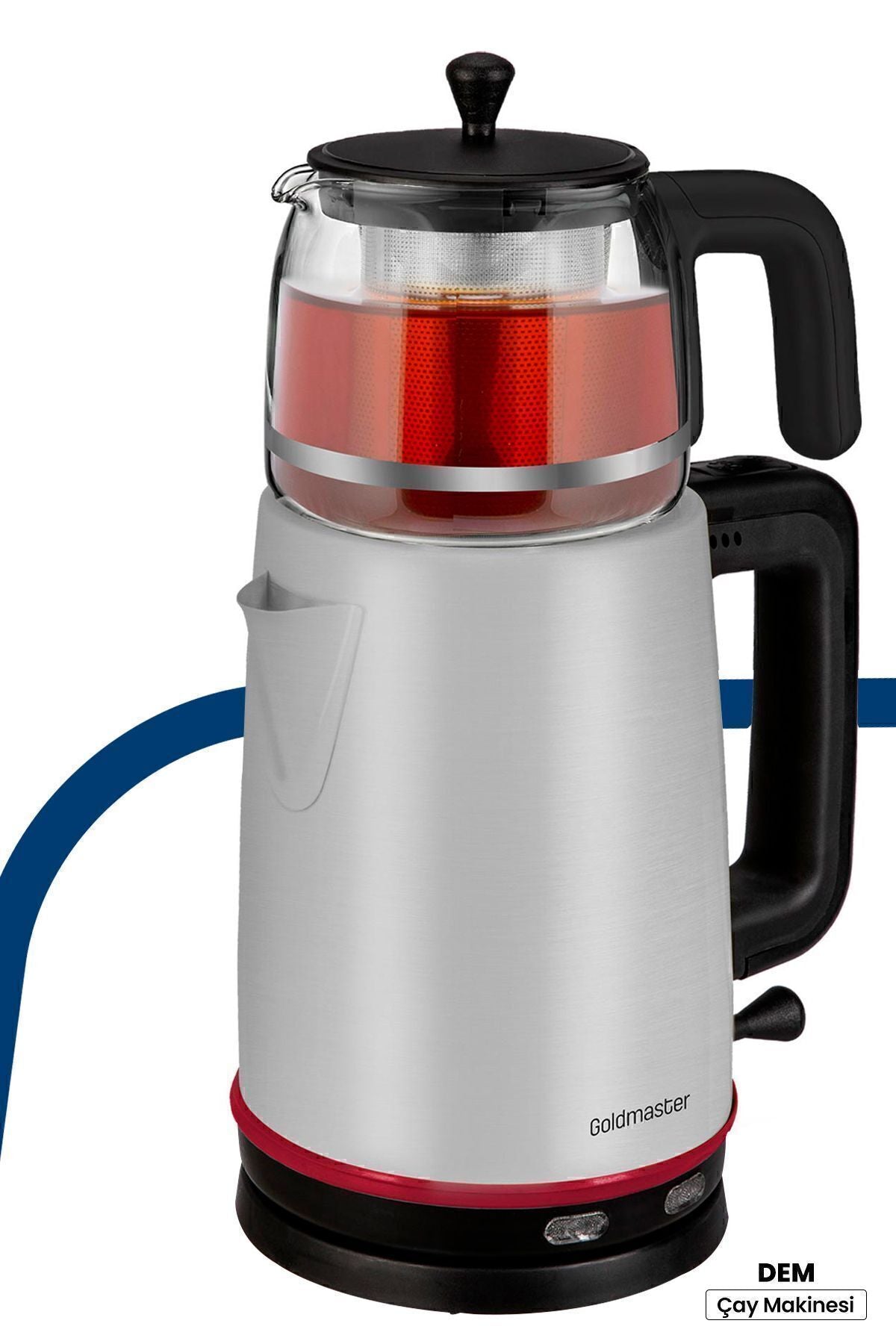 GoldMaster Dem inox 2200 Watt XL Stainless Steel Tea Maker and Water Heater with Stainless Steel Teapot - MALLTURK