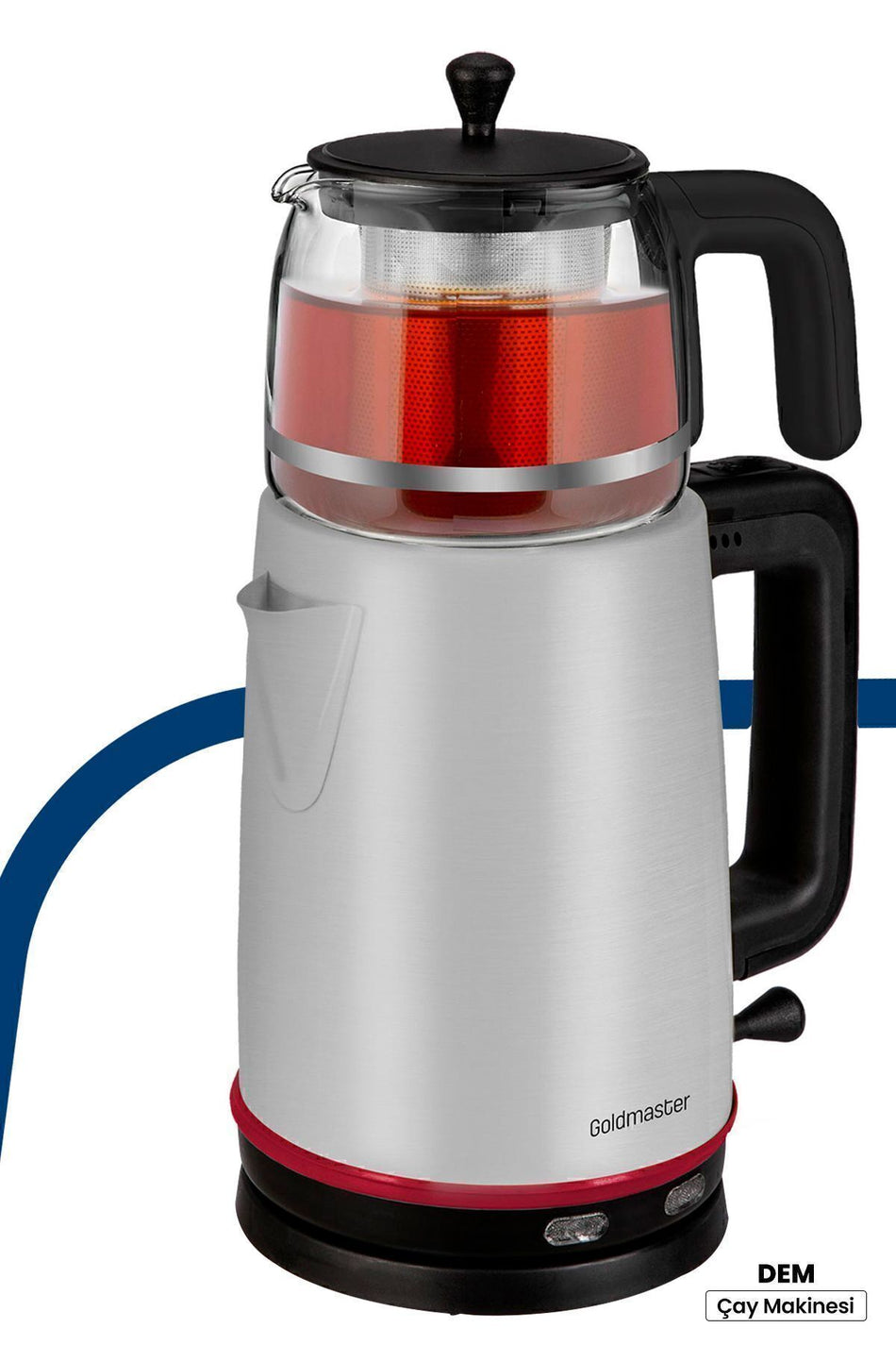 GoldMaster Dem inox 2200 Watt XL Stainless Steel Tea Maker and Water Heater with Stainless Steel Teapot - MALLTURK