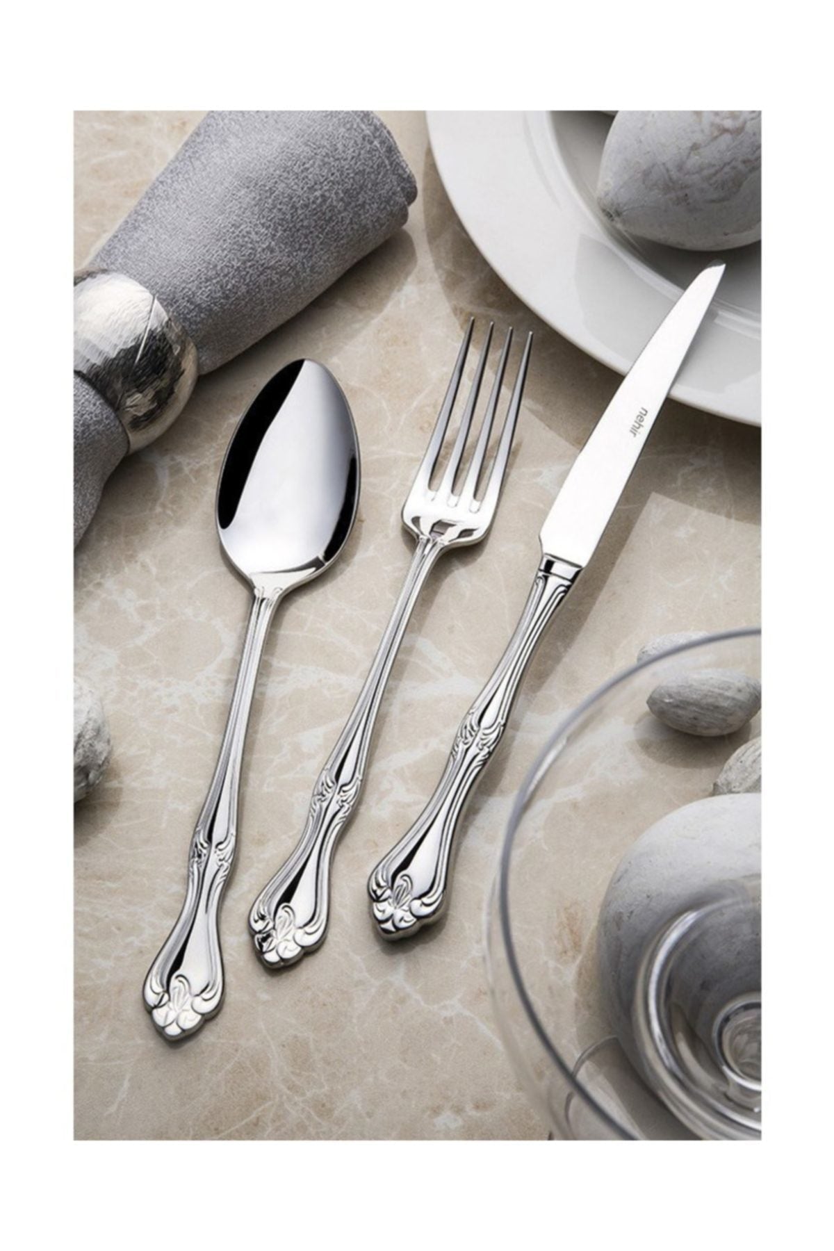 Nehir lalezar Plain 89 Piece deri Boxed Fork Knife Spoon Set - MALLTURK
