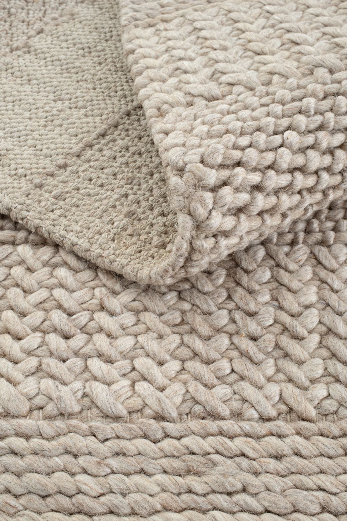 Cool Rug Elegance J352 Beige Wool Rug Natural Living Room Rug Hallway Rug Runner Hand-Woven Rug Knitted Handmade Rug