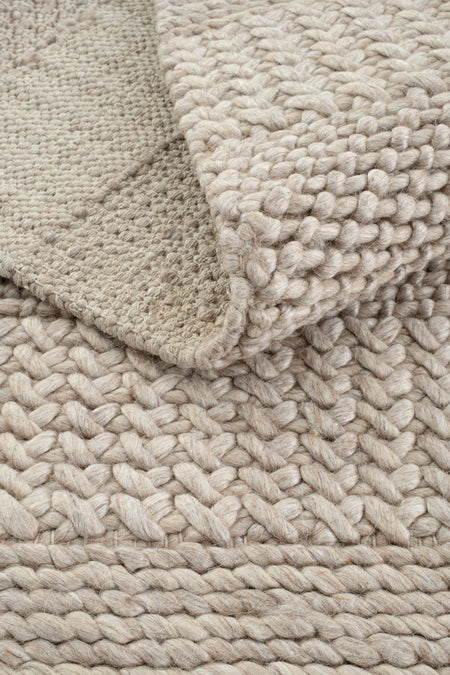Cool Rug Elegance J352 Beige Wool Rug Natural Living Room Rug Hallway Rug Runner Hand-Woven Rug Knitted Handmade Rug