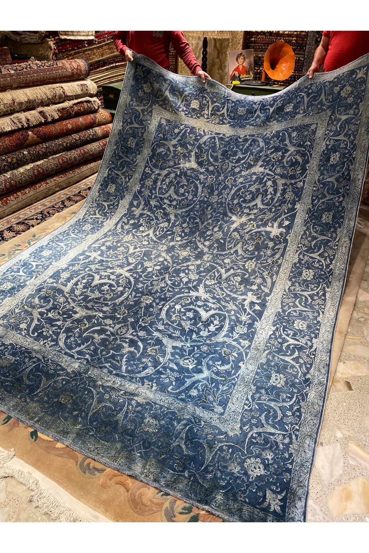 RD RAMAZAN DAG Hand Rug Art Hand-Woven Fine Rug Silk Weave Tughra Kumkapi Pattern 3.13x2.20 - MALLTURK