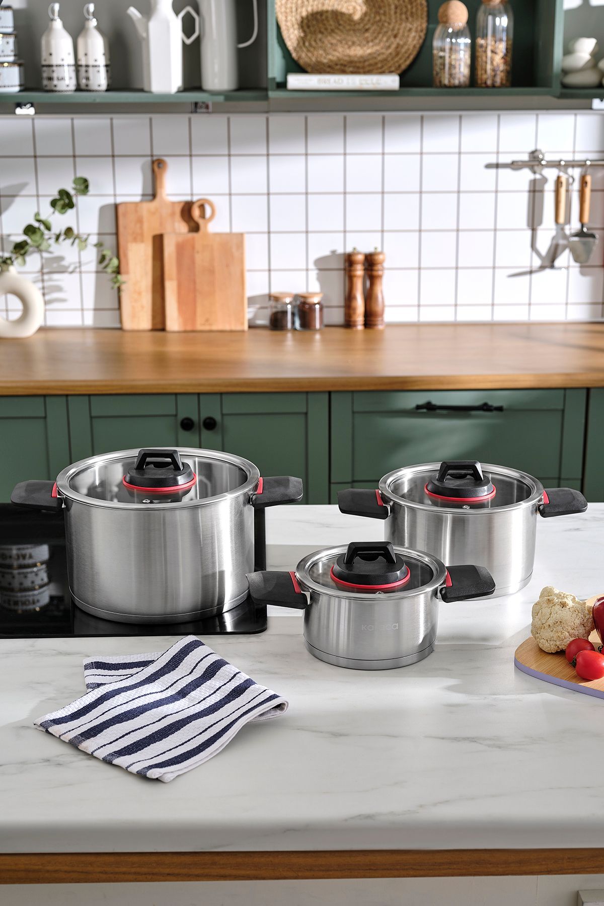 Karaca Yenka Induction Compatible 6 Piece Katlanabilir Kulplu Cookware Set