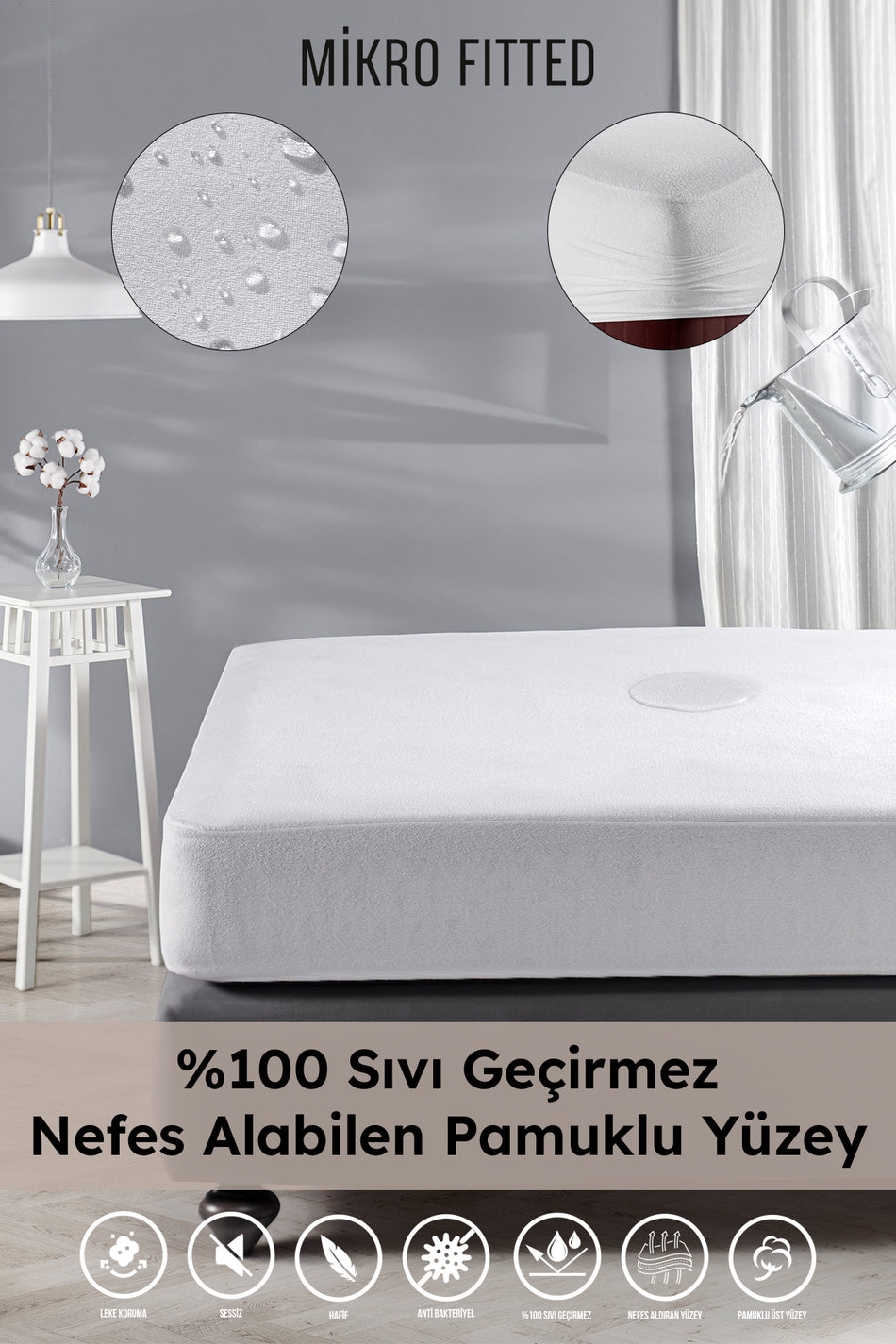 HERAKLEIA HOME Aqua Fit Comfort Waterproof Cotton Fitted Mattress Protector - MALLTURK