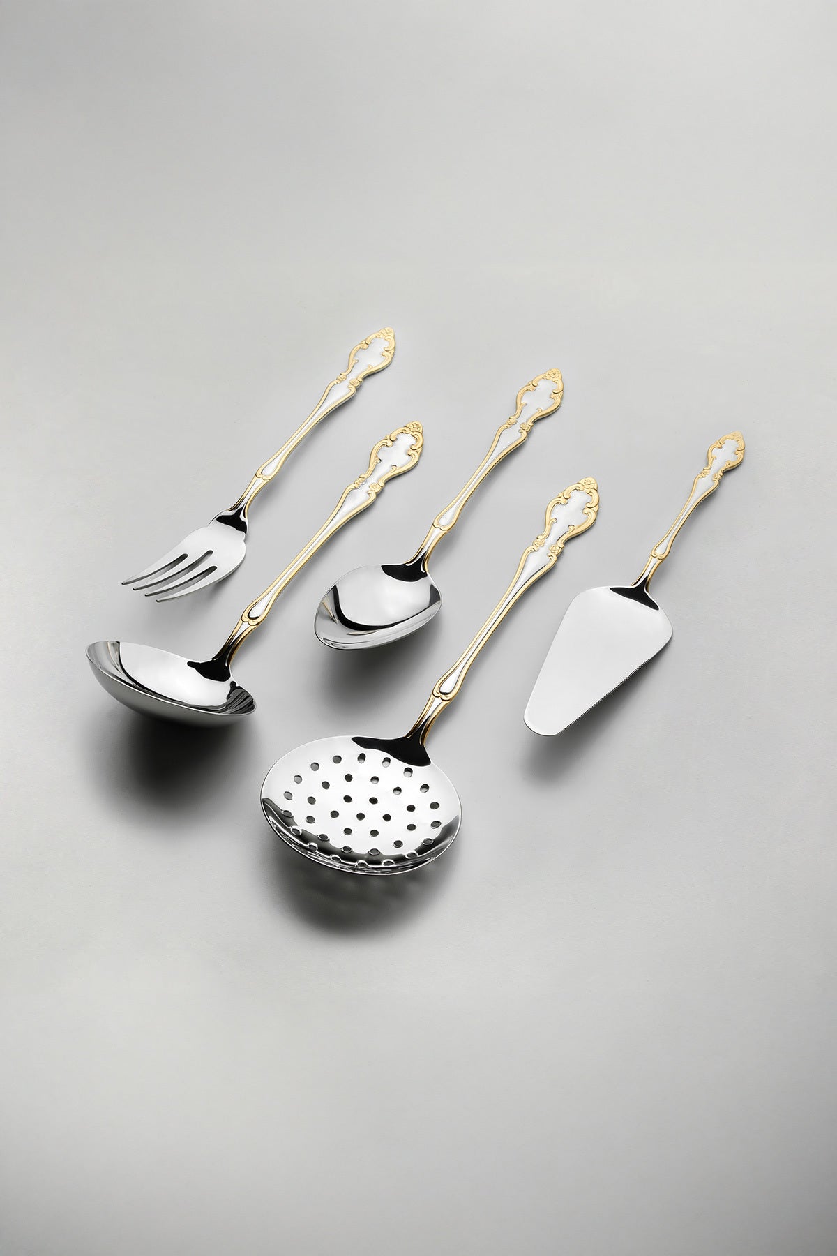 Nehir adriana altin Plain 5 Piece Stainless Steel Serving Utensil Set - MALLTURK