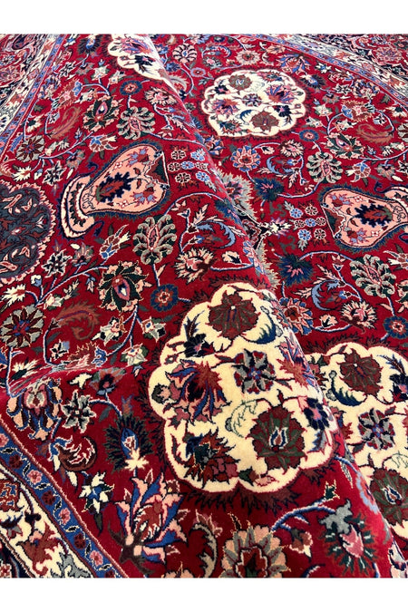 RD RAMAZAN DAG Hand Rug Art Hand-Woven Iranian Isfahan Rug Wool Blend Premium Quality Size 215x215 - MALLTURK