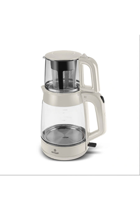 Karaca EMSAN 1900 Watt 3.1 Liter Large Capacity 2-in-1 Glass Tea Maker and Kettle with Keep Warm Function - MALLTURK