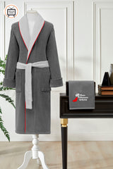 Ozdilek My Hero Dad Embroidered Velvet Men Bathrobe Set - MALLTURK