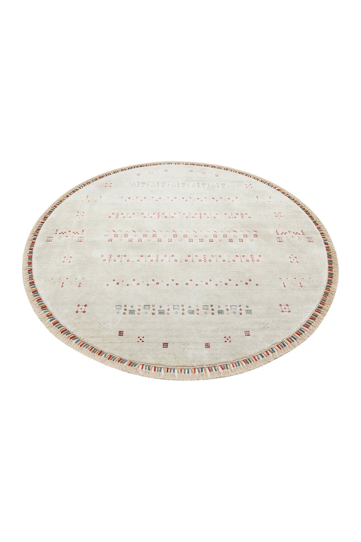Eko Hali Zara ZR 06 Beige Round Carpet, a special loom carpet shaped by the intensive hand labor of women from Usak. - MALLTURK