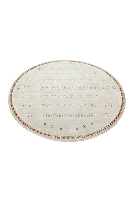 Eko Hali Zara ZR 06 Beige Round Carpet, a special loom carpet shaped by the intensive hand labor of women from Usak. - MALLTURK