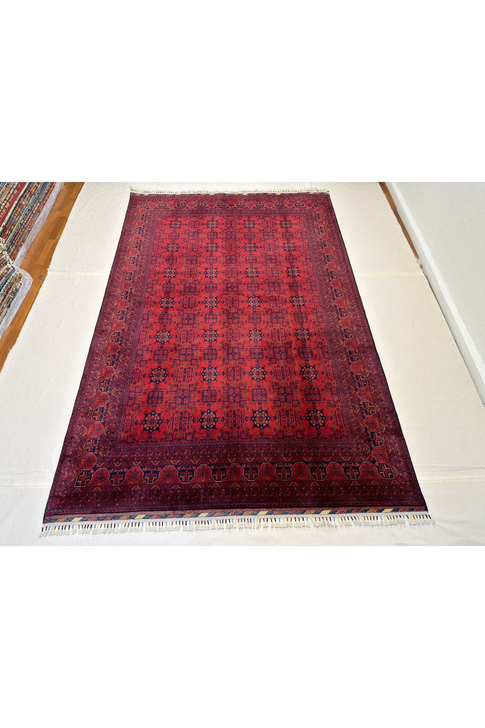 Afghan Handwoven Biljik Rug, 6 Meters, 100% Wool, Natural Dyes, Handcrafted with Wonderful Star Pattern - MALLTURK