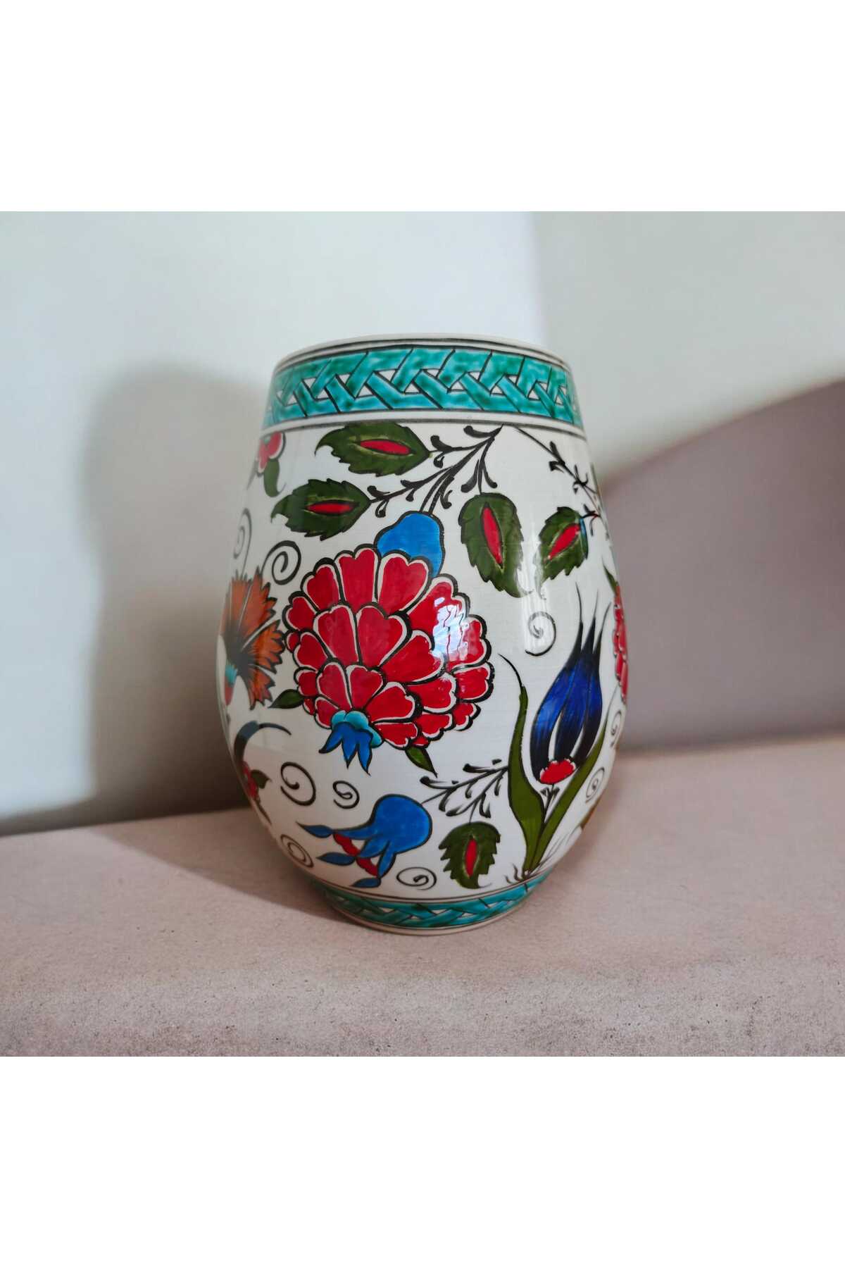 Sema Cini Handmade Ceramic 20 cm Vase Red - MALLTURK