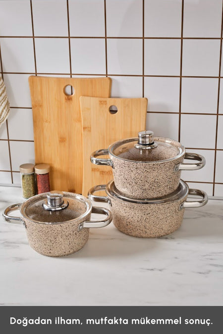 Karaca Biogranit Nare 6 Piece Midi Cookware Set Wood - MALLTURK
