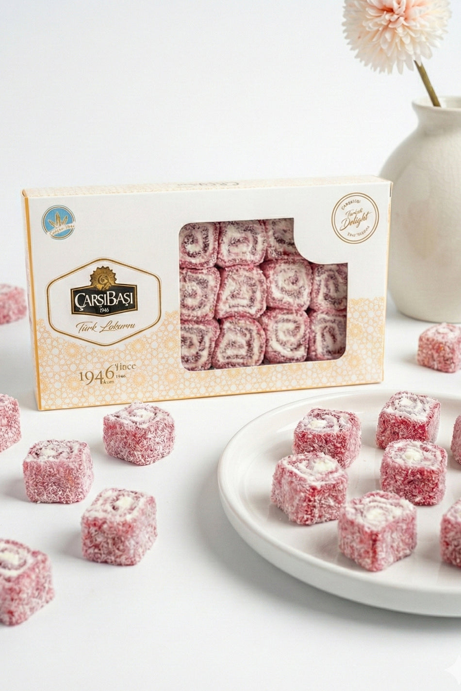 carsibasi Gluten Free cilekli Rolled Turkish Delight 500 g - MALLTURK