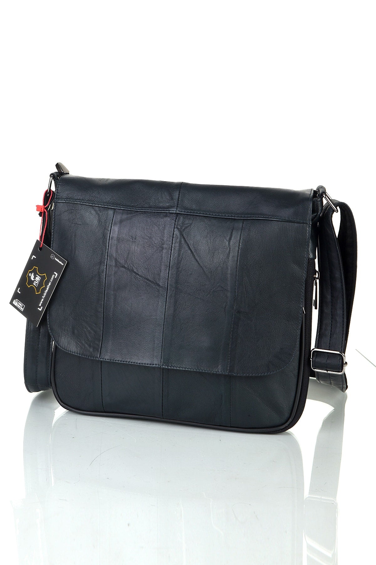 Fubileather Crossman Genuine Leather Gusseted Crossbody Messenger Bag