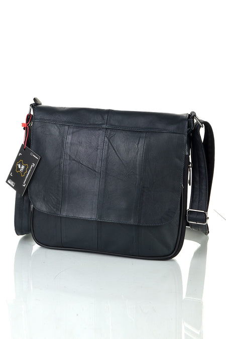 Fubileather Crossman Genuine Leather Gusseted Crossbody Messenger Bag