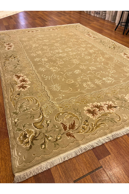 RD RAMAZAN DAG Hand Rug Art Hand-Woven Silk Blend Usak Rug Special Weave Collector Piece Size 292x205 - MALLTURK