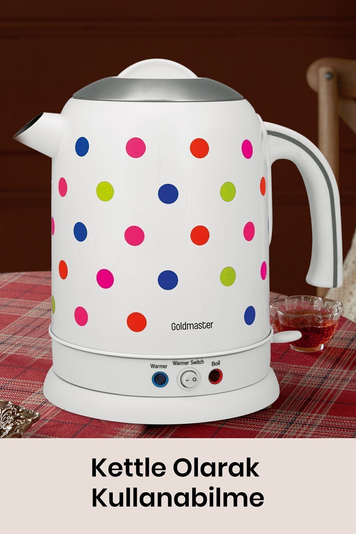 GoldMaster Viola 2200 Watt Polka Dot Design Stainless Steel Tea Maker and Kettle - MALLTURK