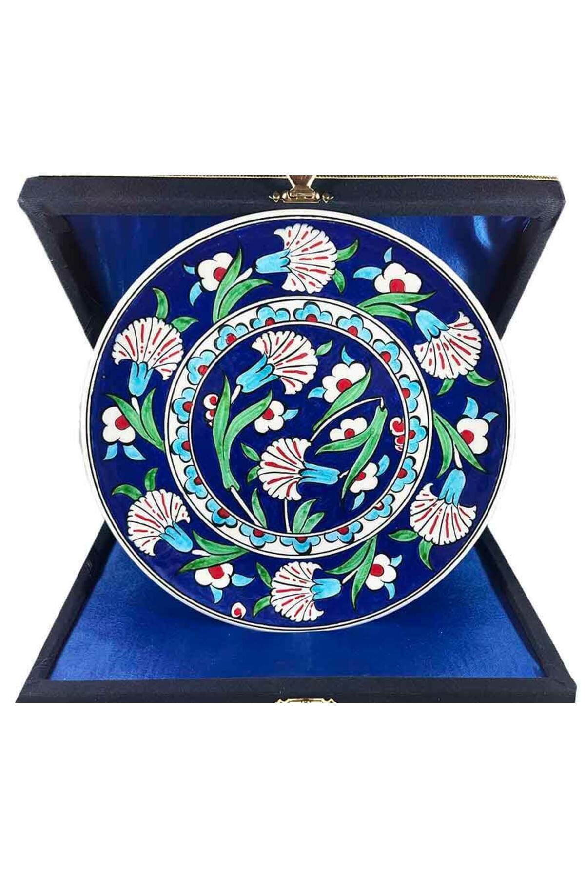 Cini Evi Iznik Tile Plate Osmanli Carnation Garden Patterned 18 cm - MALLTURK