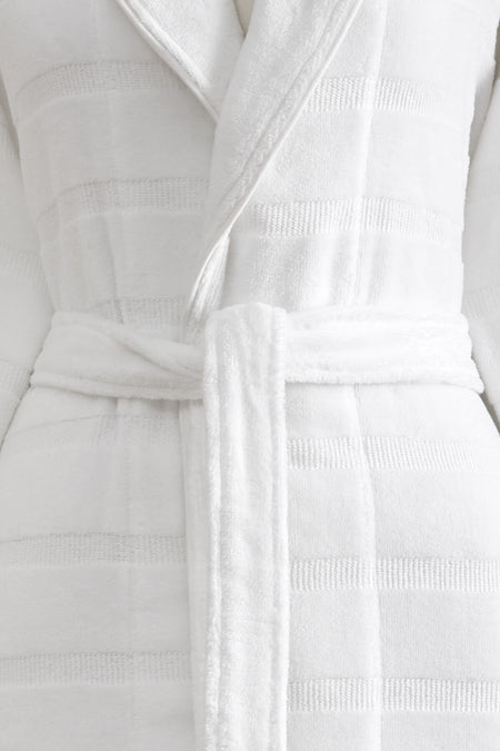 Ozdilek Sadem Organic Stripe Shawl Collar Bathrobe - MALLTURK
