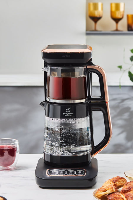 Karaca Robotea Pro 4 in 1 Talking Glass Tea Maker Black Copper - MALLTURK