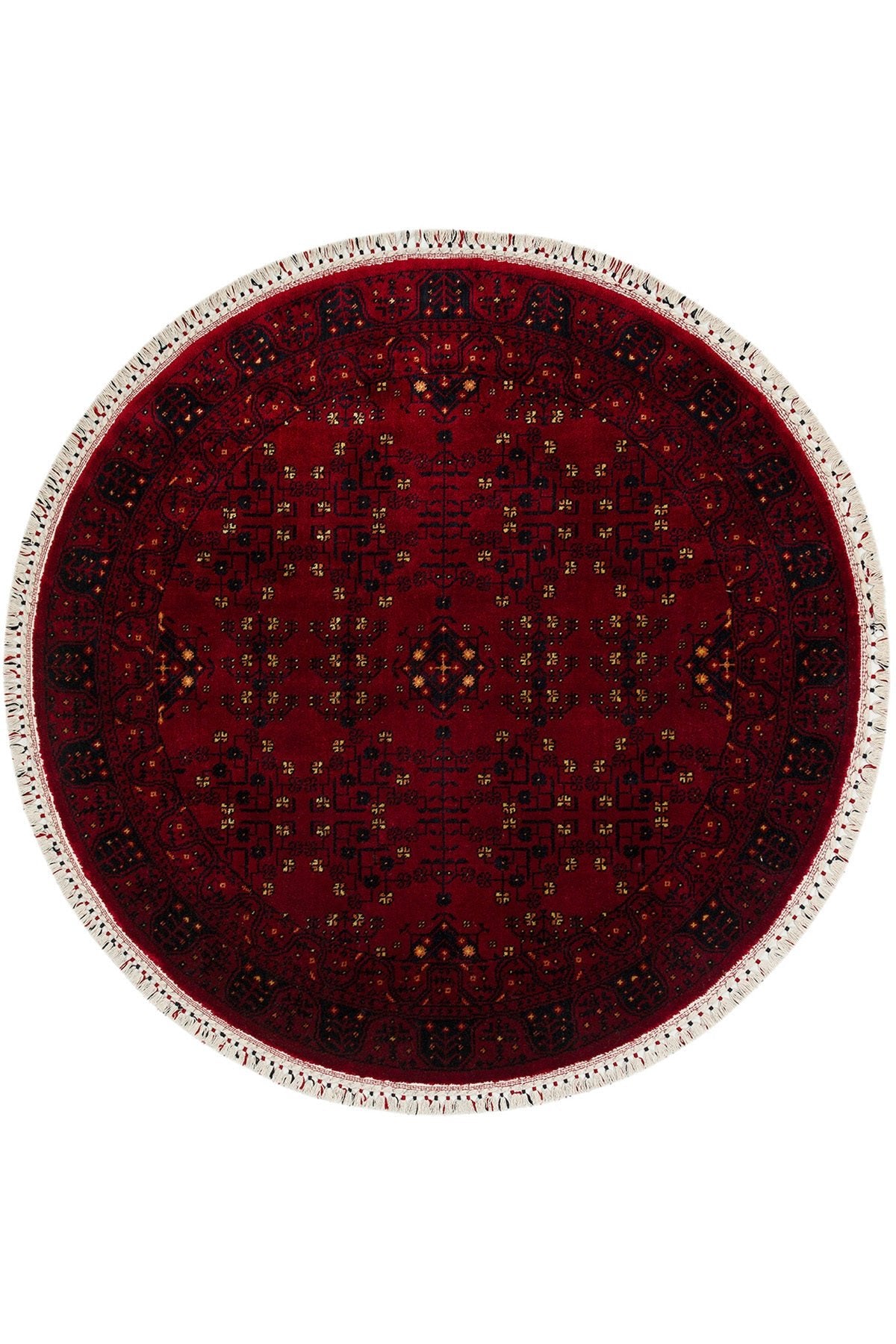Cool Hali Beyoglu Red Vintage Authentic Round Rug Tencel Natural Yarn Handwoven Circle Home Room Living Room Rug - MALLTURK