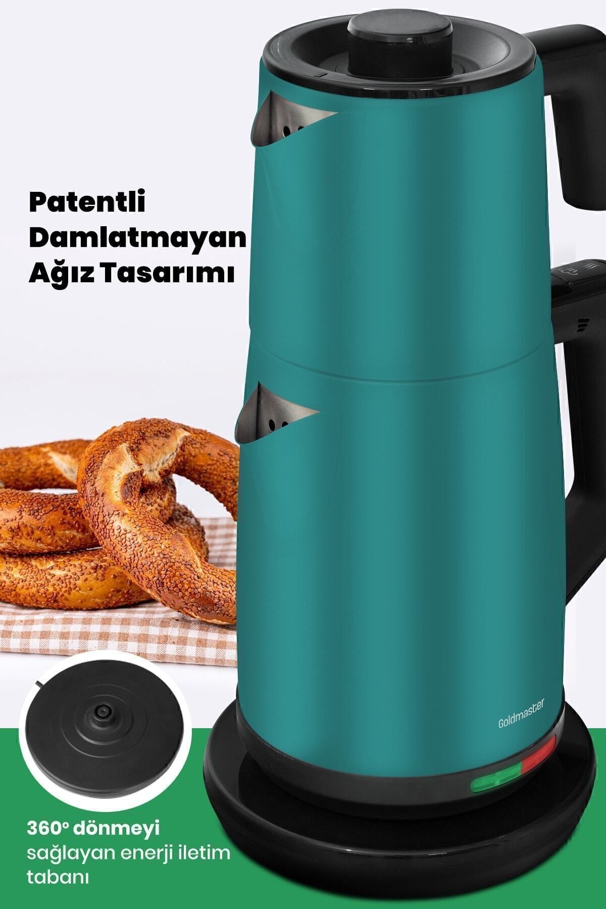 GoldMaster Teachef Green Stainless Steel Drip-Free Design Steel Tea Maker and Kettle - MALLTURK