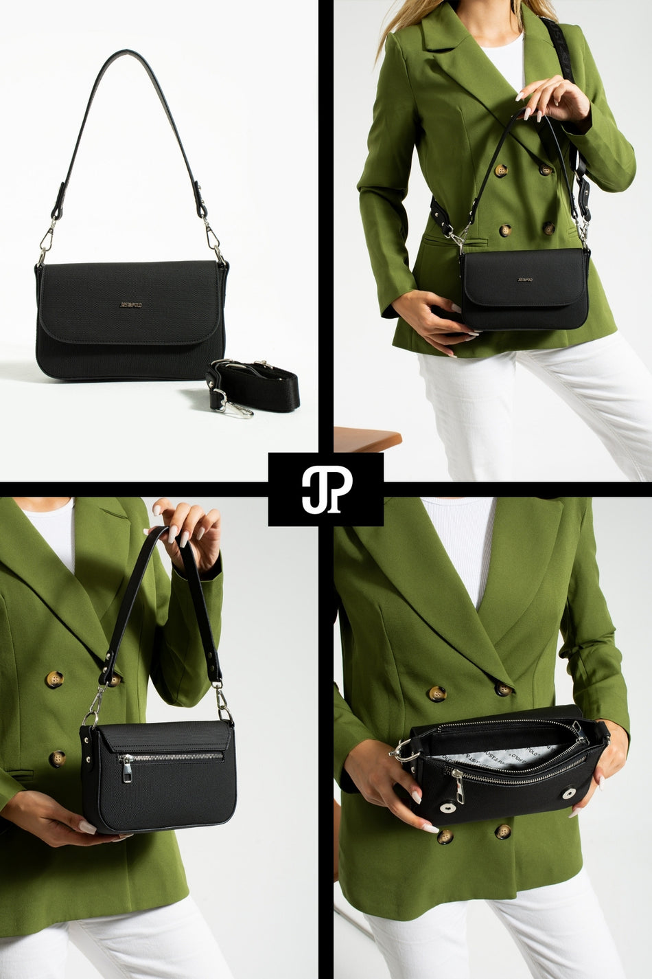 Just Polo Original Women's Mini Special Design Luxury Soft Leather Adjustable Crossbody Shoulder Bag Black - MALLTURK