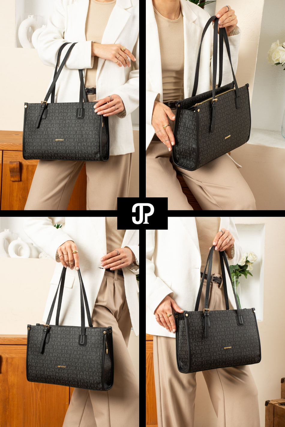 Just Polo Original Women's New Season Luxury Soft Leather Zippered Large SIZE Trendy & Stylish Handbag and Shoulder Bag - MALLTURK