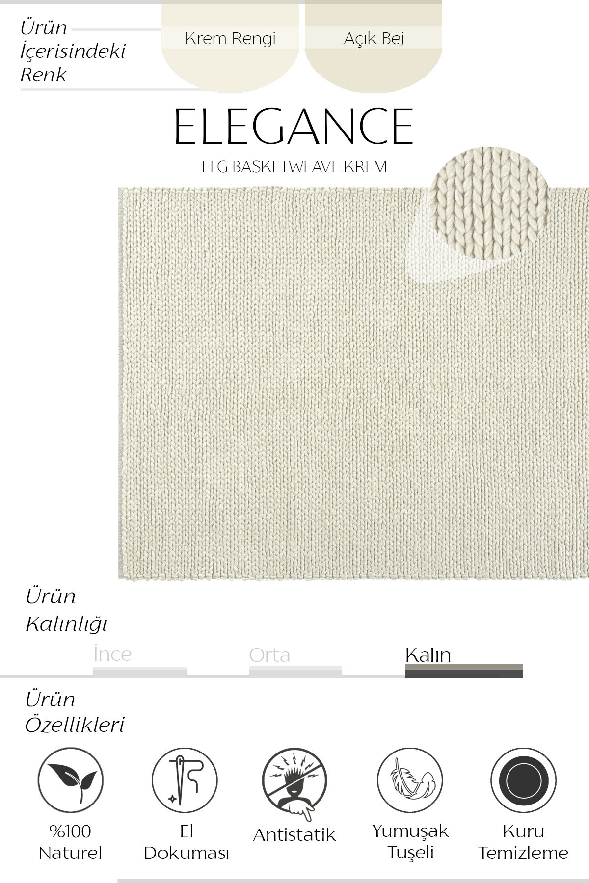 Cool Rug Elegance Cream Wool Rug Natural Living Room Rug Entryway Hallway Rug Runner Hand-Woven Rug Knitted Handmade Rug