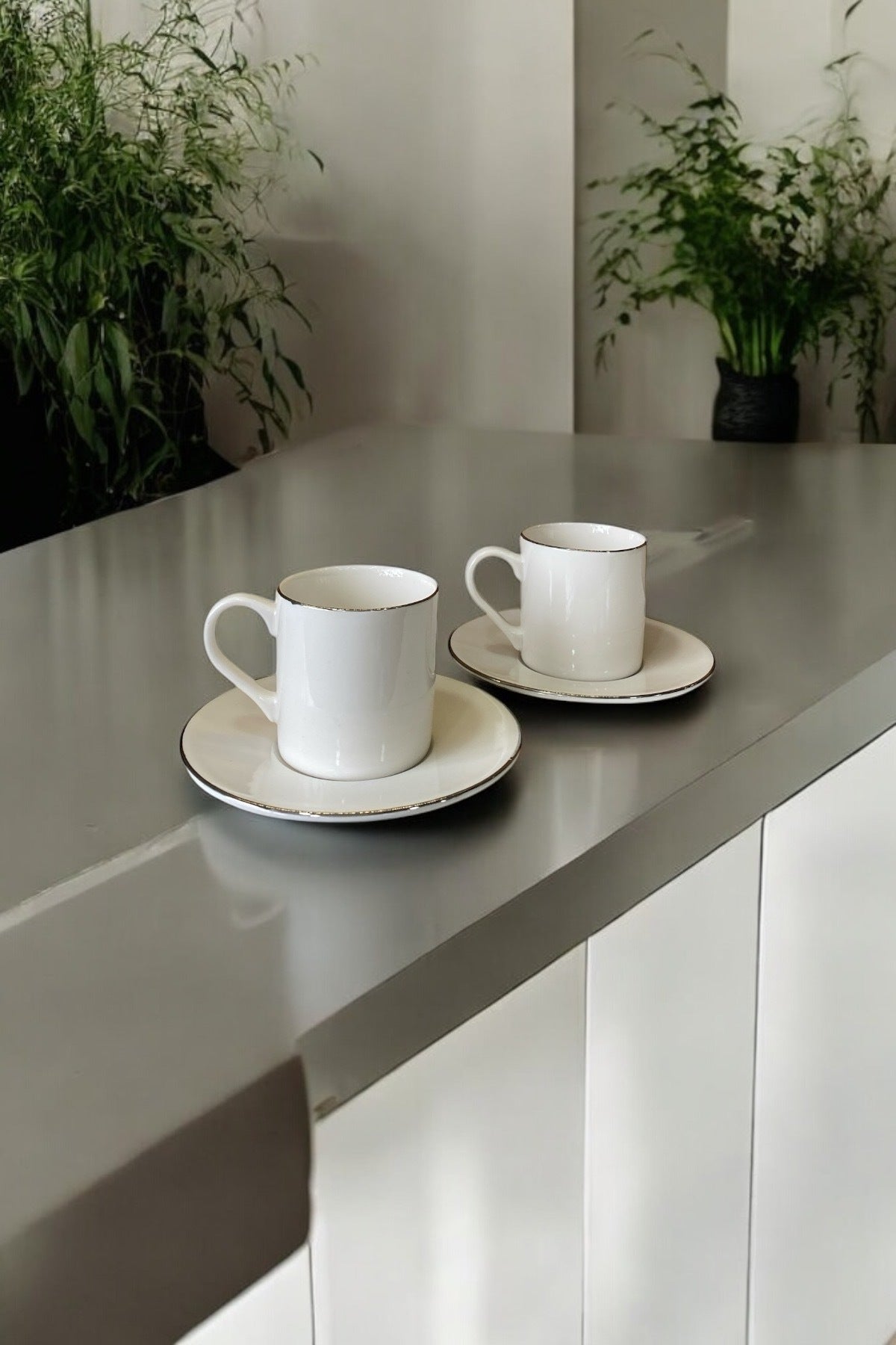 Farika Porselen Sems Genuine Platinum Gilded 4-Piece Porcelain Coffee Cup Set for 2 People - MALLTURK