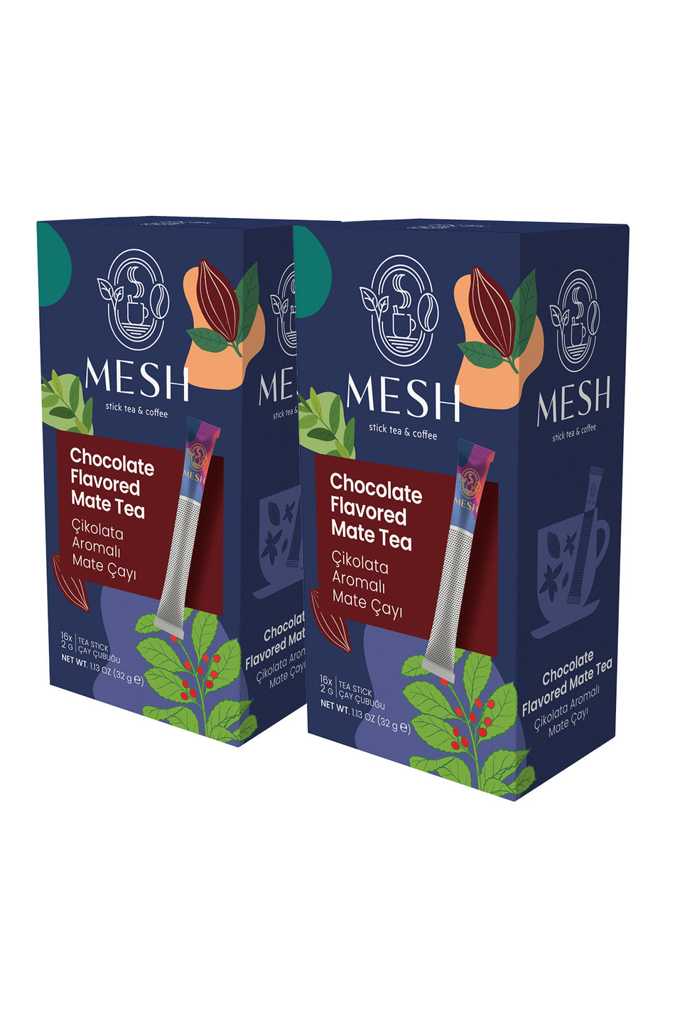 Mesh Stick Chocolate Flavored Yerba Mate Tea, 2 Packs in 1