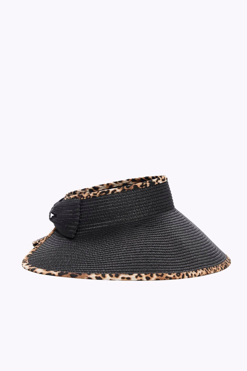 Hashema Bow Detail Foldable Black and Brown Visor Beach Hat 17