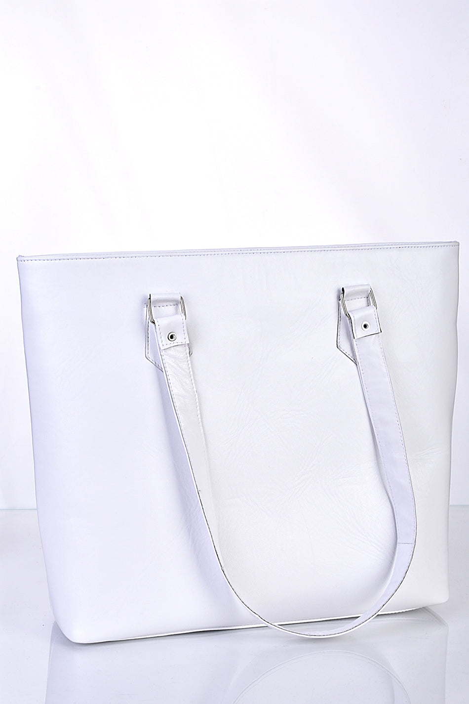 Fubileather Large Genuine Leather Shoulder Bag White